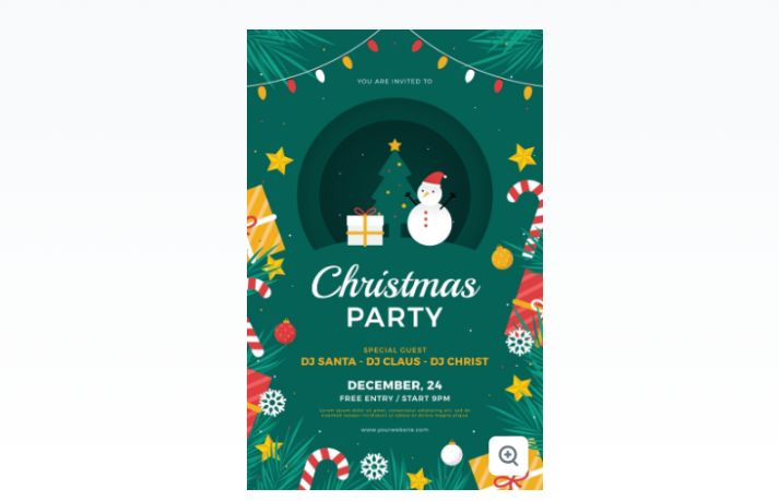 Flat Christmas Party Flyer Design