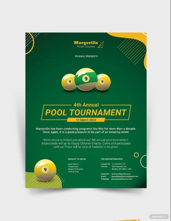 Free Pool Tournament Poster