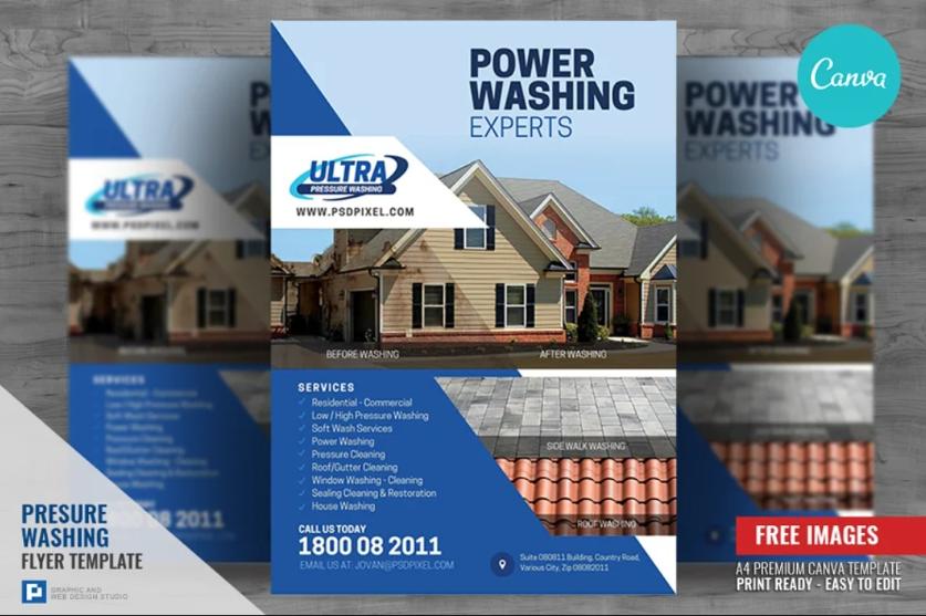 Power Washing Canva Flyer Template