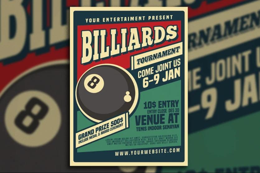 Vintage Billiards Tournament Flyer Template