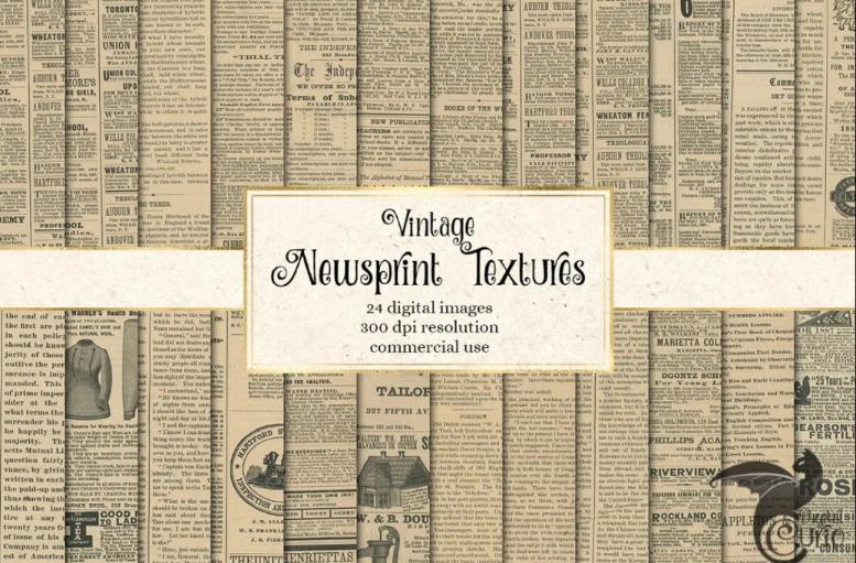 Vintage Newsprint Digital papers