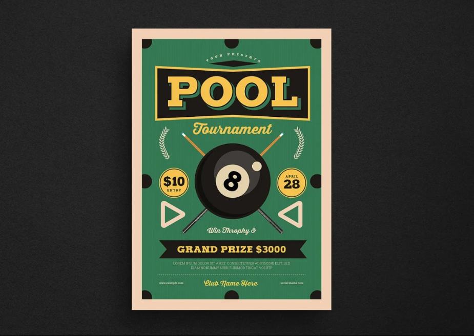 Vintage Pool Game Flyer Design
