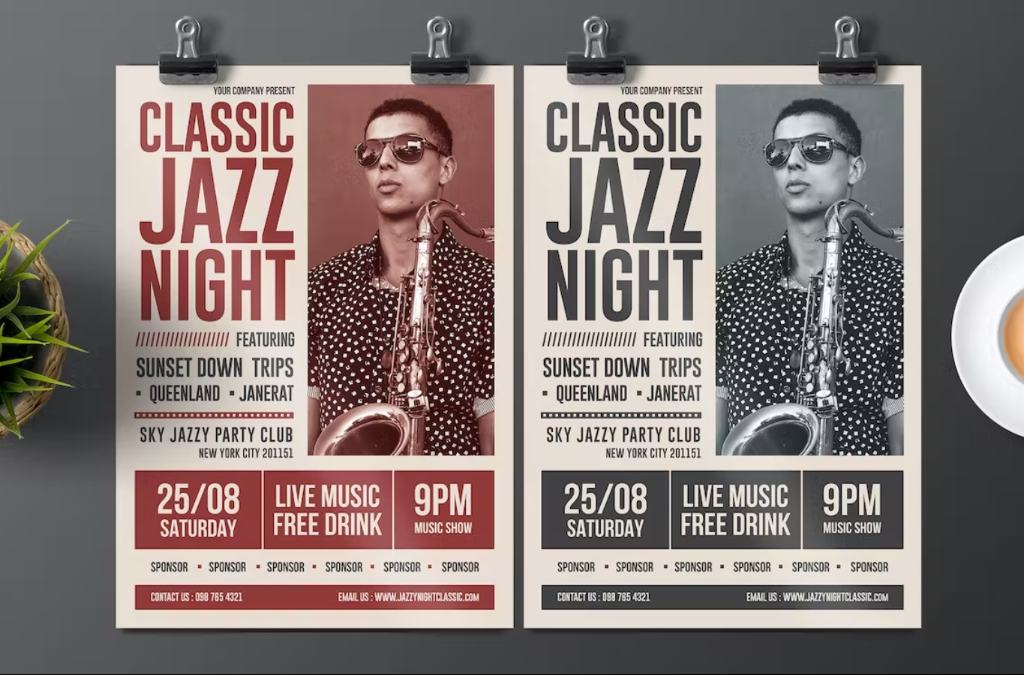 Vintage jazz Night Flyer Design
