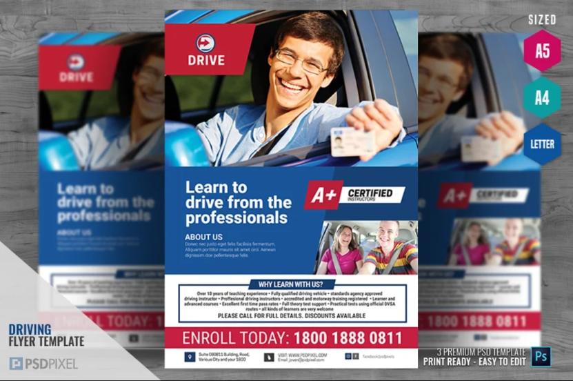 3 Print Ready Driving School Posters