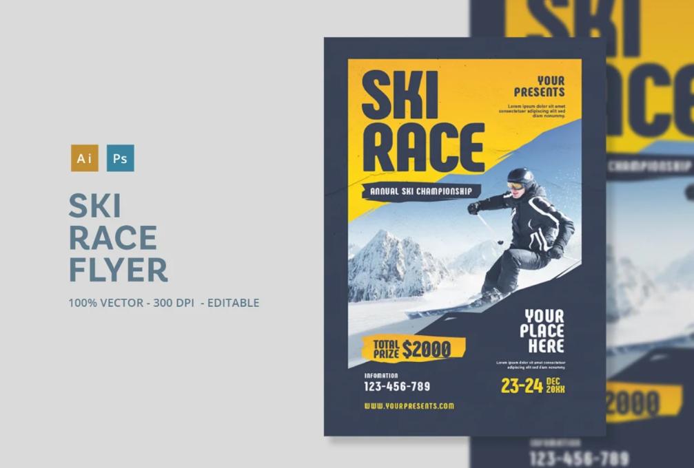 Ai and EPS Ski Race Flyer Template