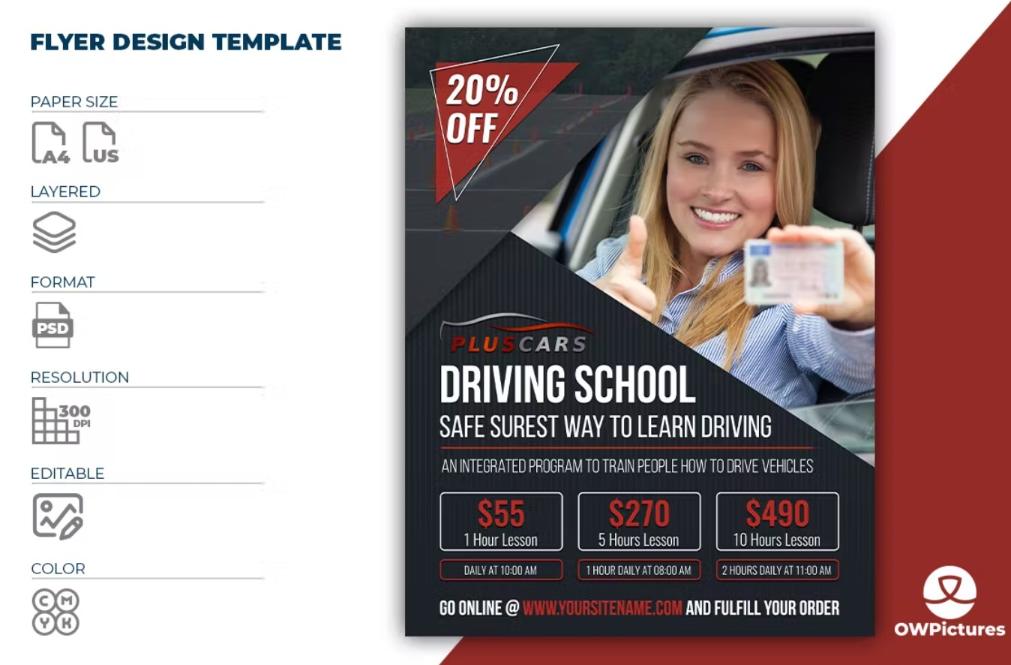 Editable Driving School Poster