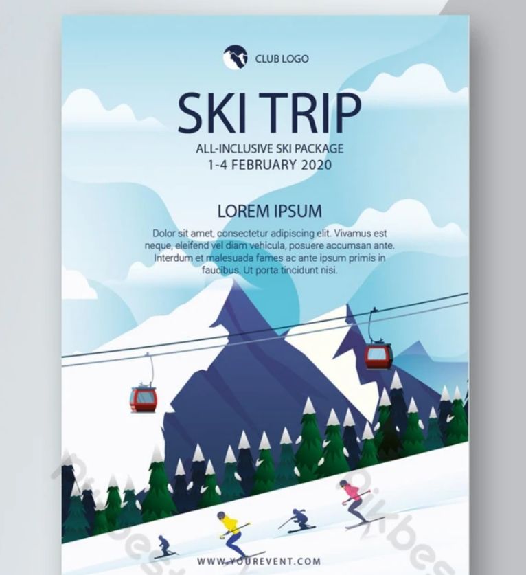 Editable Ice Ski Poster Design