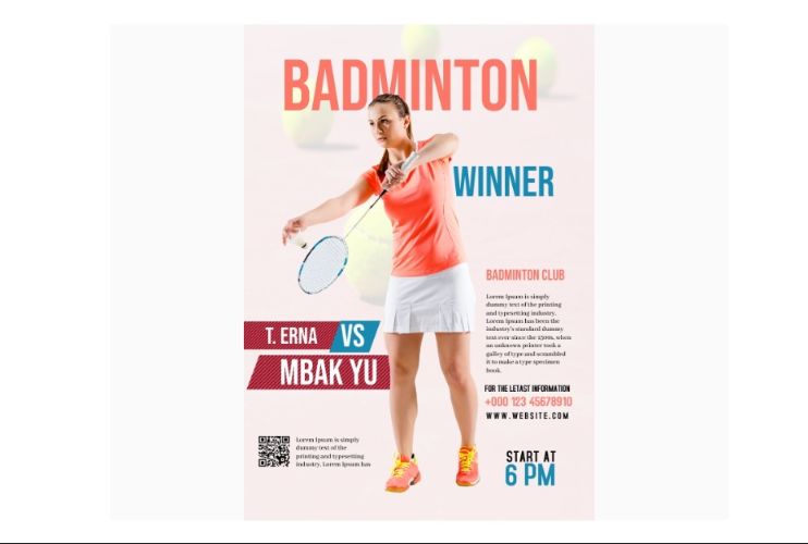 Free Minimal Badminton Game Flyer