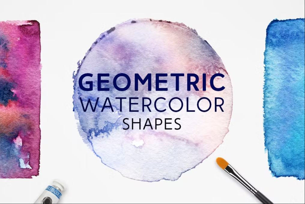Geometric Watercolor Shape Elements
